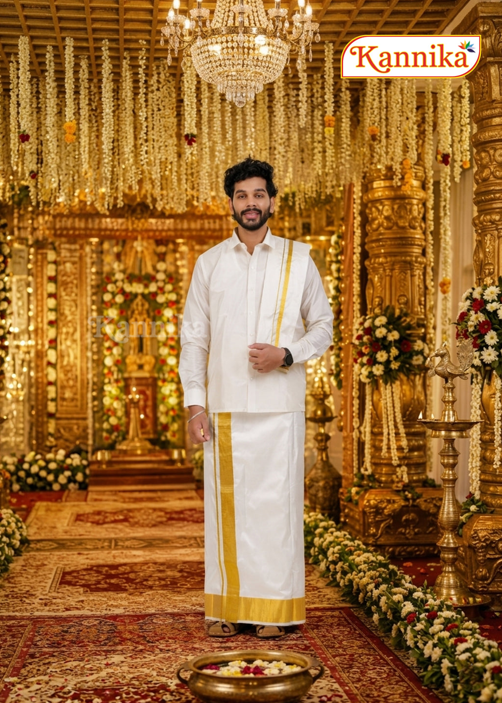 Ottiko Kattiko Dhoti | 5 Inch Jari Dhoti | Velcro Silk Mix Dhoti