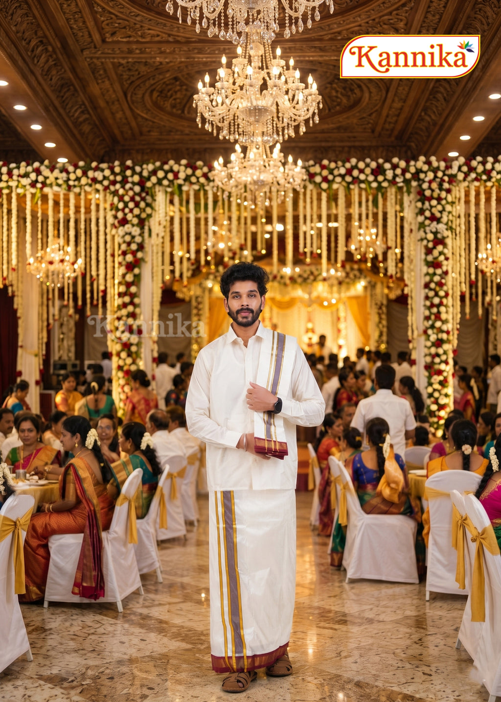 Korvai Silk Dhoti 7 Kan a ethnic wear for men | kannika