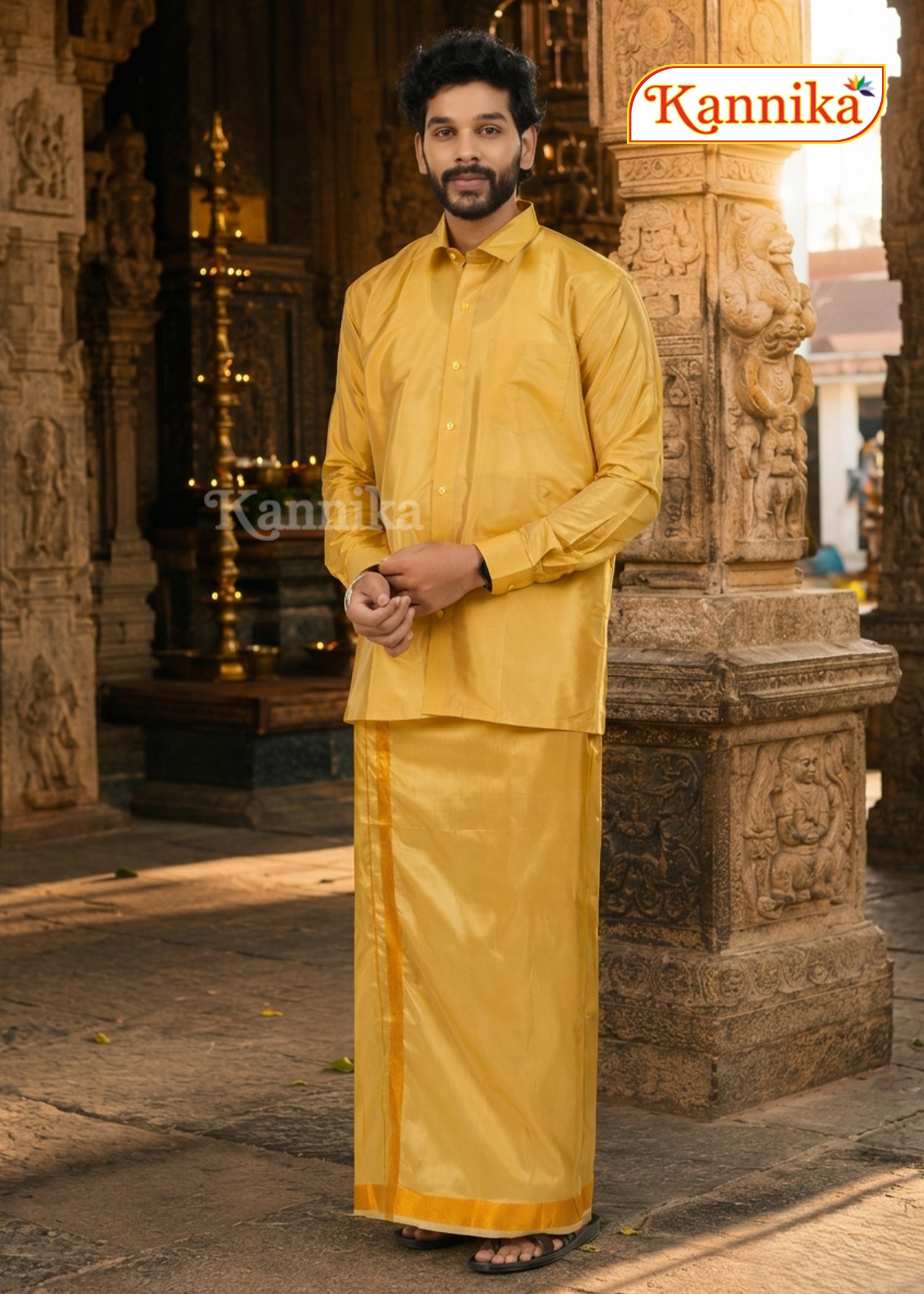 Mappillai Dhoti Suit Sets For Wedding Art Silk sandal
