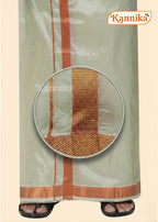 Mappillai Dhoti Suit Sets For Wedding Art Silk light Green