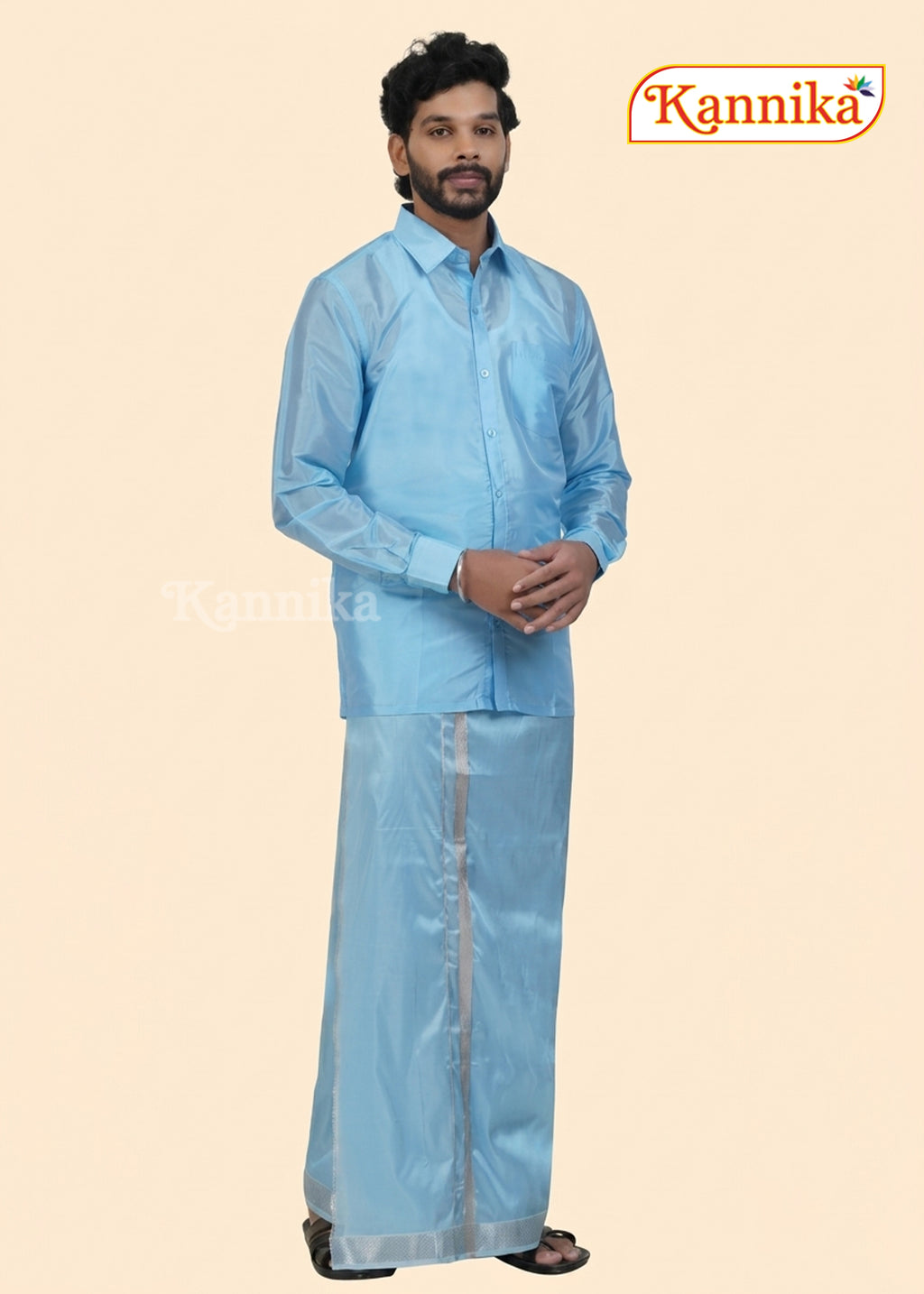 Mappillai Dhoti Suit Sets For Wedding Art blue
