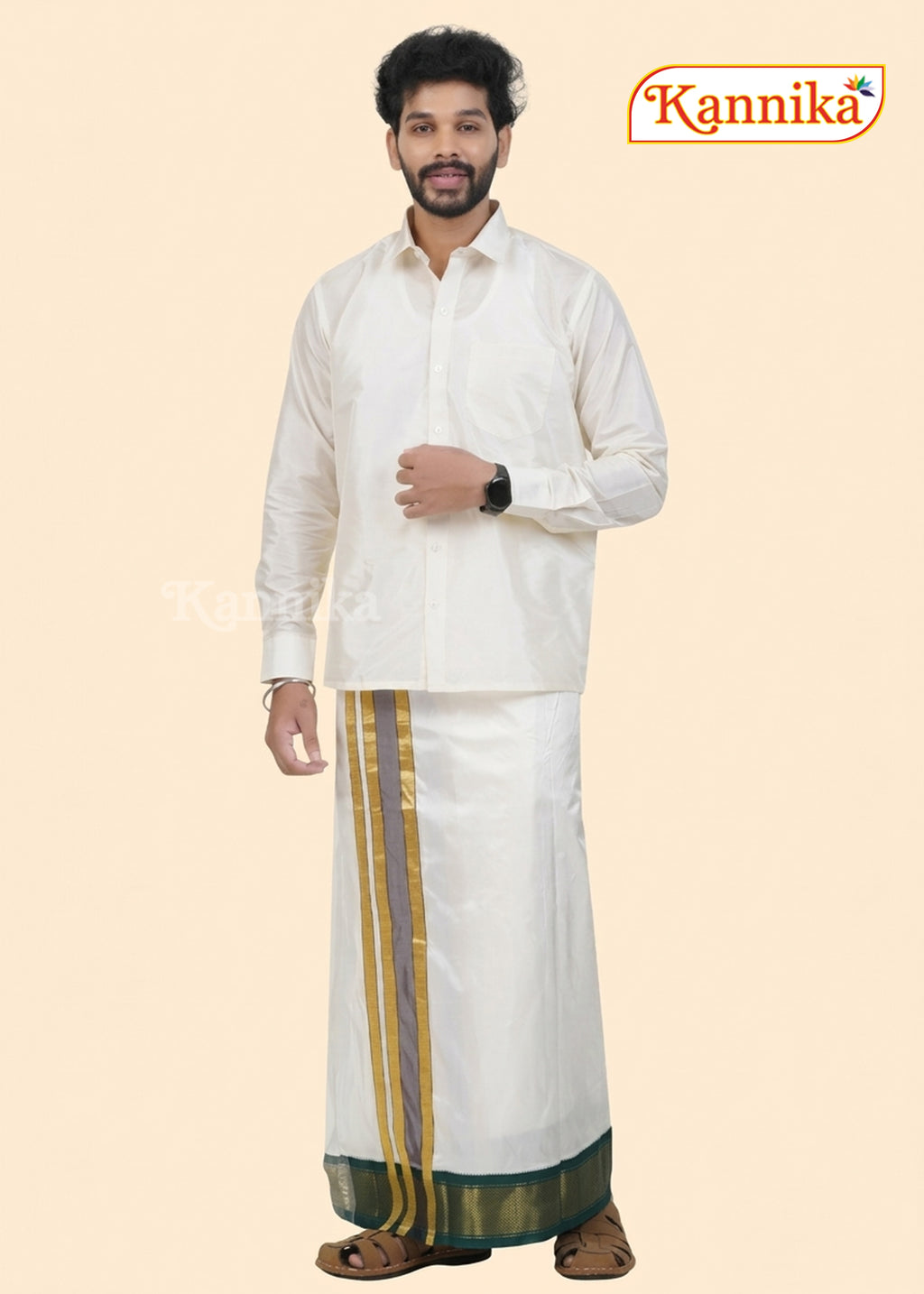 Korvai Silk Dhoti 13Kan a ethnic wear for men | kannika
