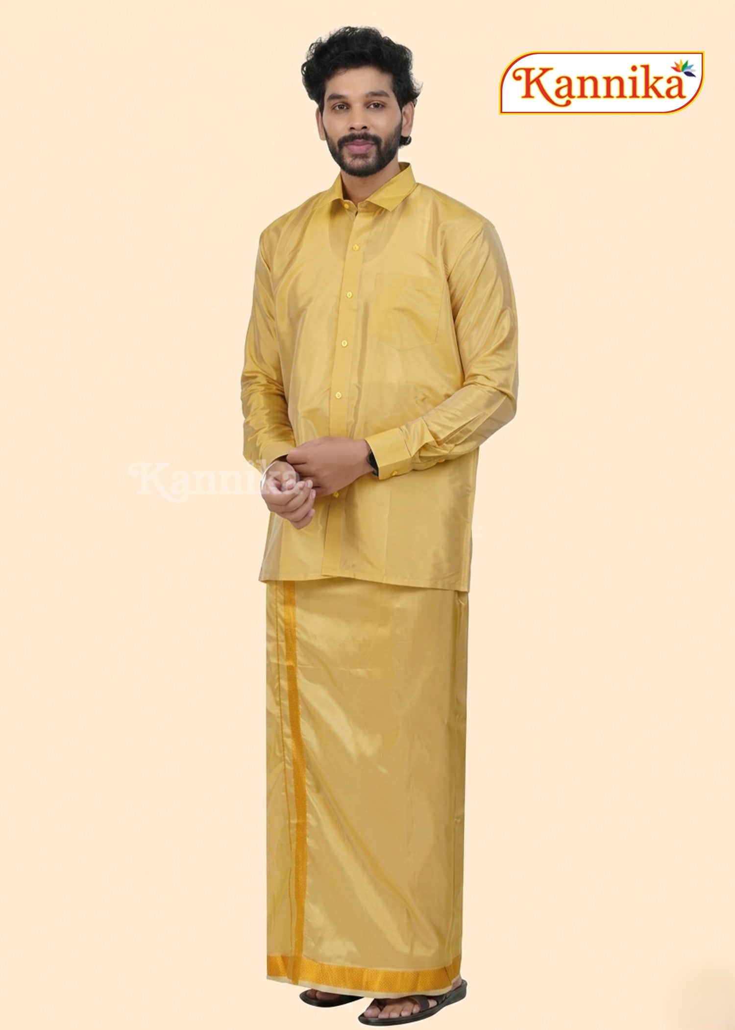Mappillai Dhoti Suit Sets For Wedding Art Silk sandal