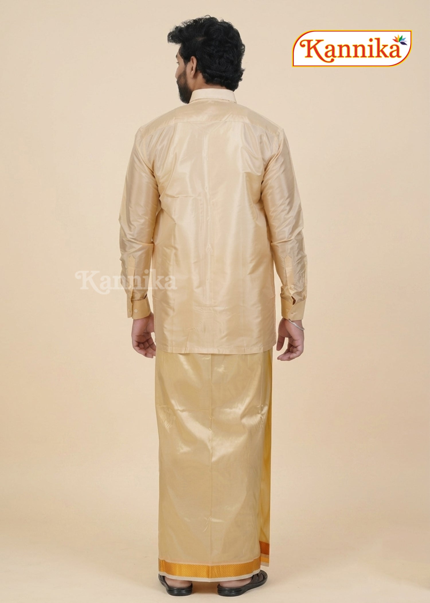 Mappillai Dhoti Suit Sets For Wedding Art Silk Yellow