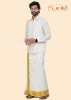 Ottiko Kattiko Dhoti | 4 Inch Jari Dhoti | Velcro Silk Mix Dhoti