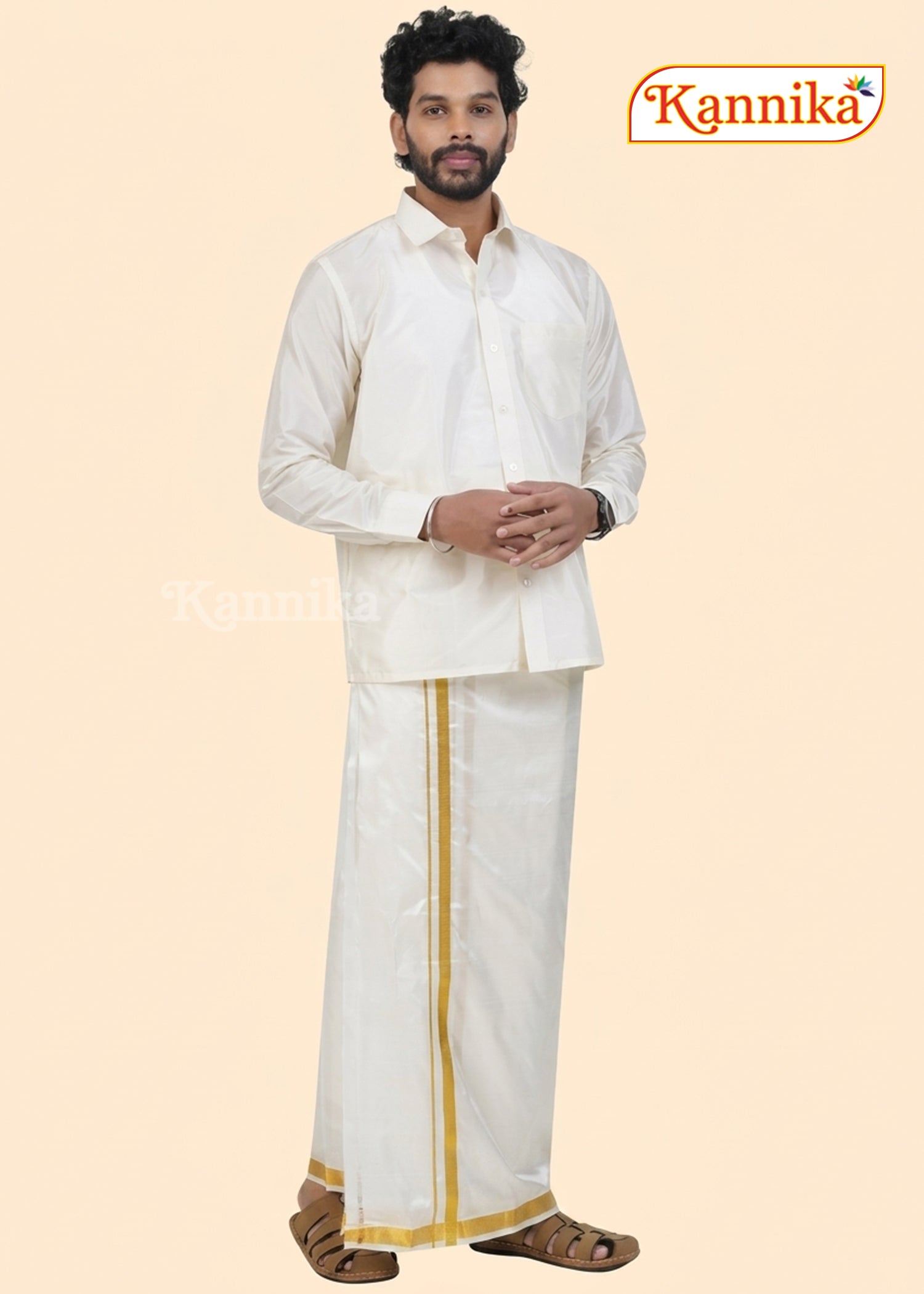Ottiko Kattiko Dhoti | 1.5 Inch Jari Dhoti | Velcro Silk Mix Dhoti