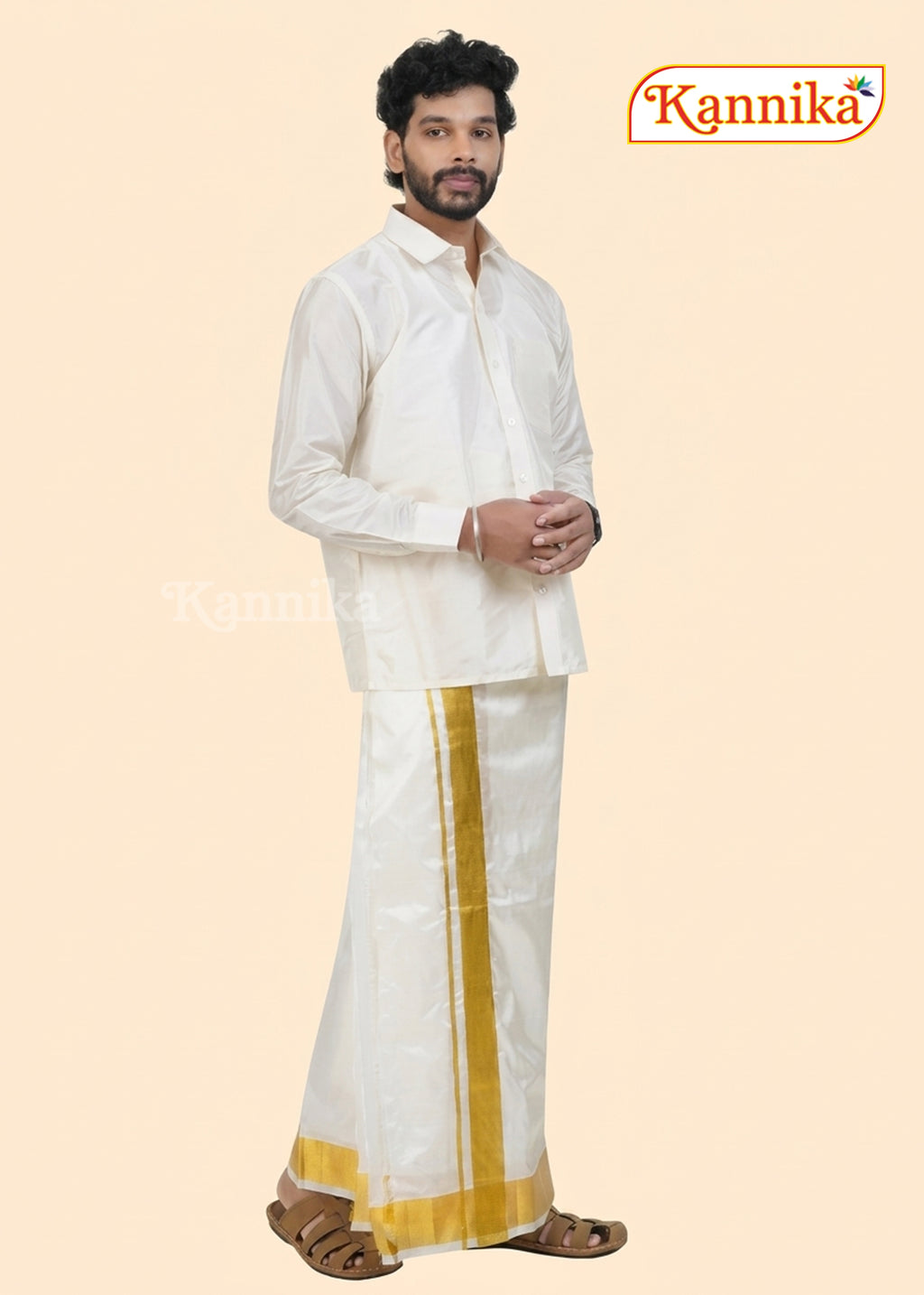 Ottiko Kattiko Dhoti | 3 Inch Jari Dhoti | Velcro Silk Mix Dhoti