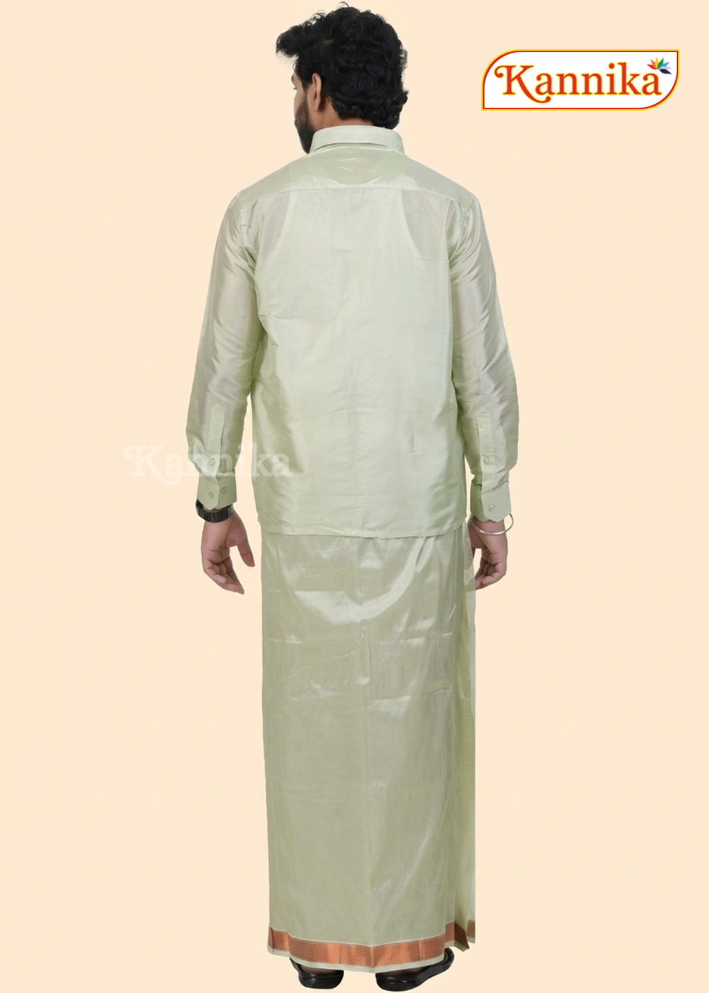 Mappillai Dhoti Suit Sets For Wedding Art Silk light Green