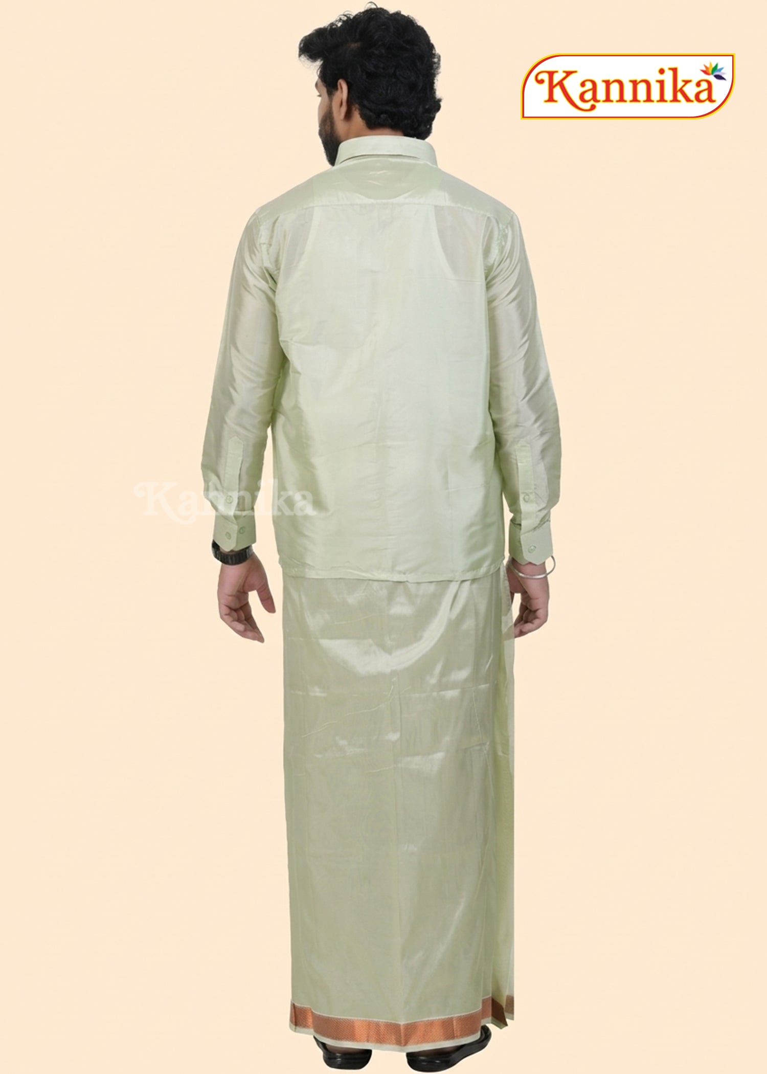 Mappillai Dhoti Suit Sets For Wedding Art Silk light Green