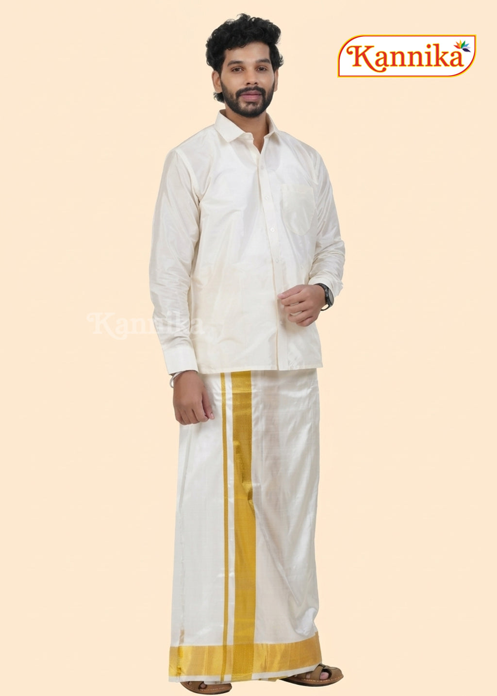 Ottiko Kattiko Dhoti | 5 Inch Jari Dhoti | Velcro Silk Mix Dhoti