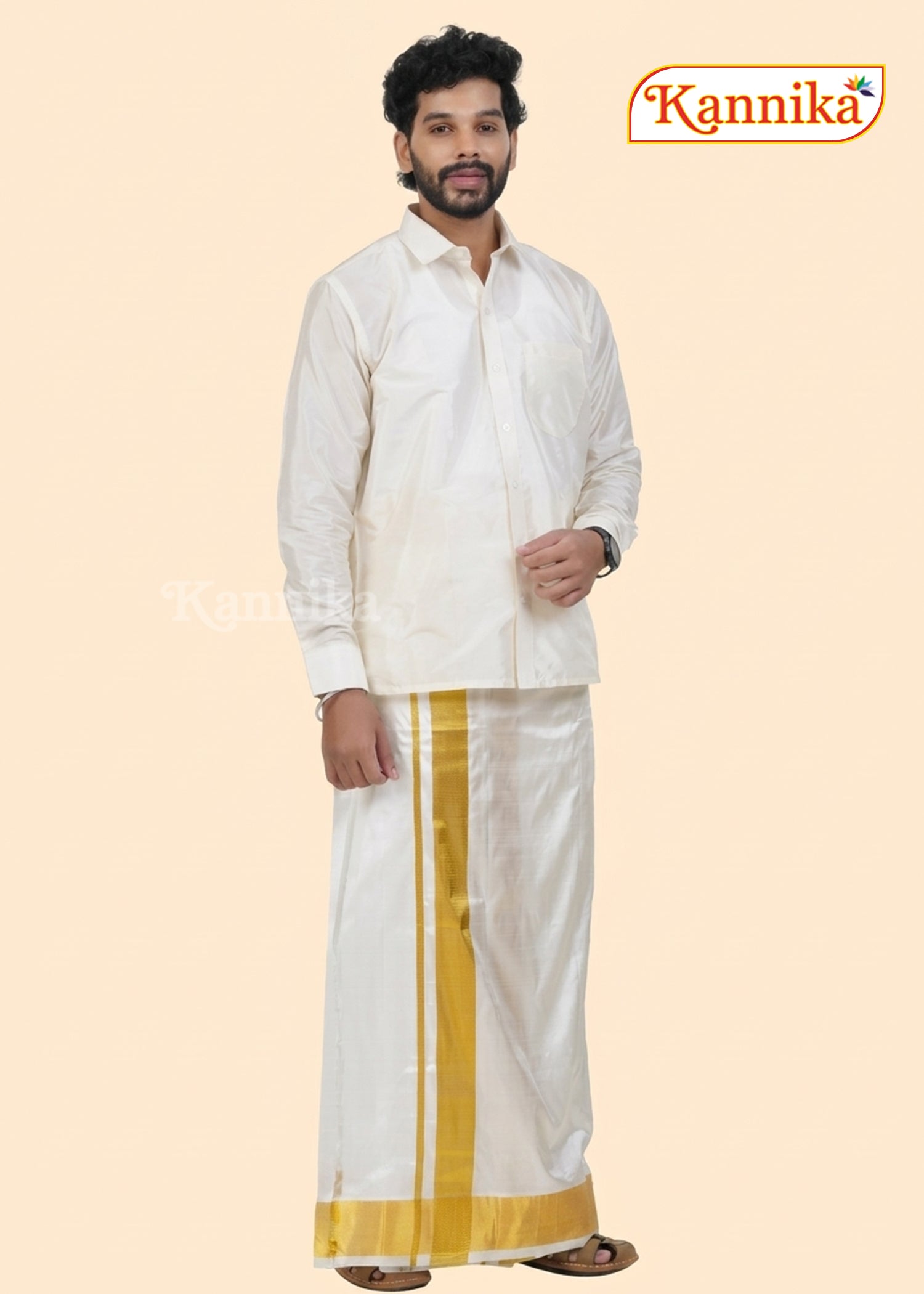 Ottiko Kattiko Dhoti | 5 Inch Jari Dhoti | Velcro Silk Mix Dhoti