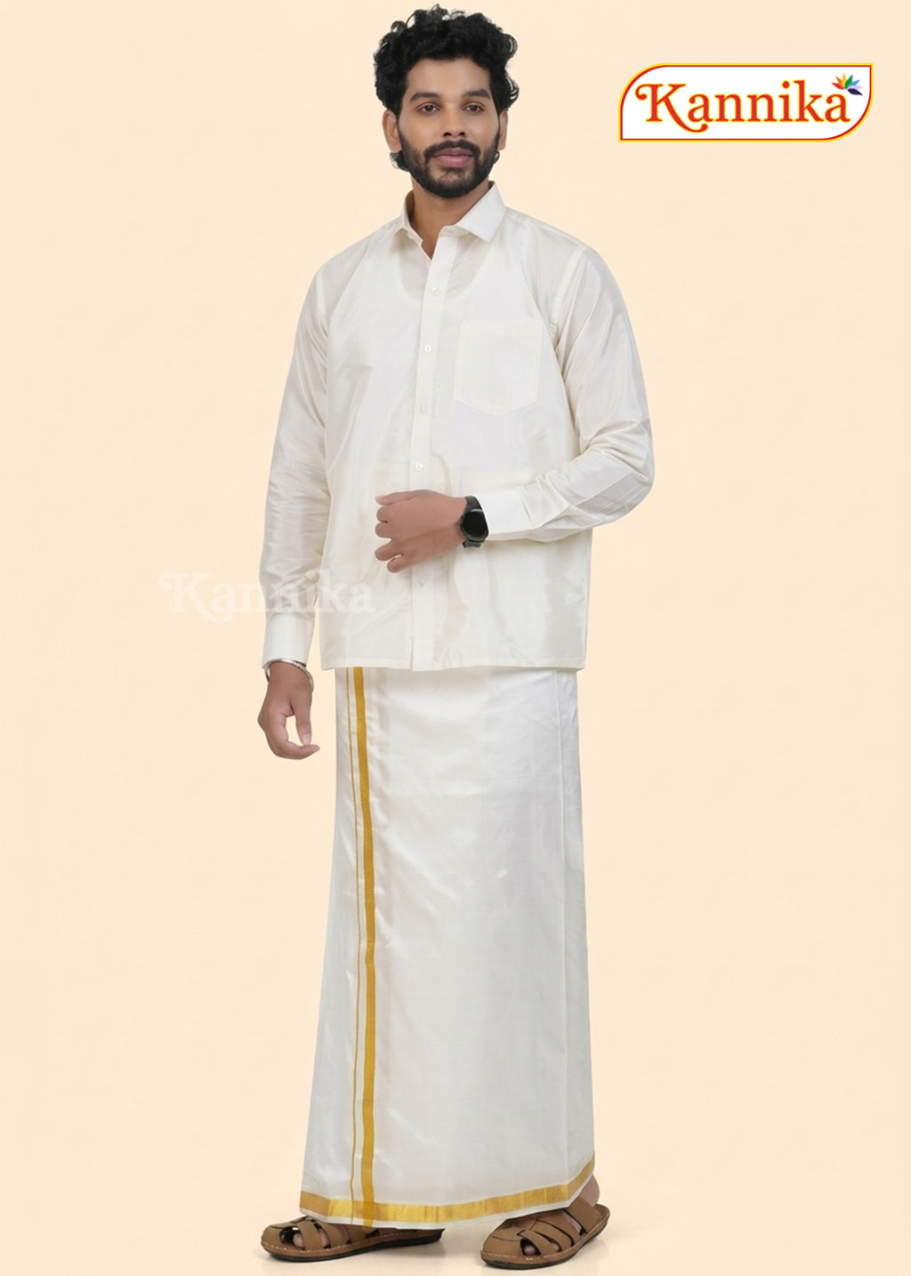 Ottiko Kattiko Dhoti | 1.5 Inch Jari Dhoti | Velcro Silk Mix Dhoti