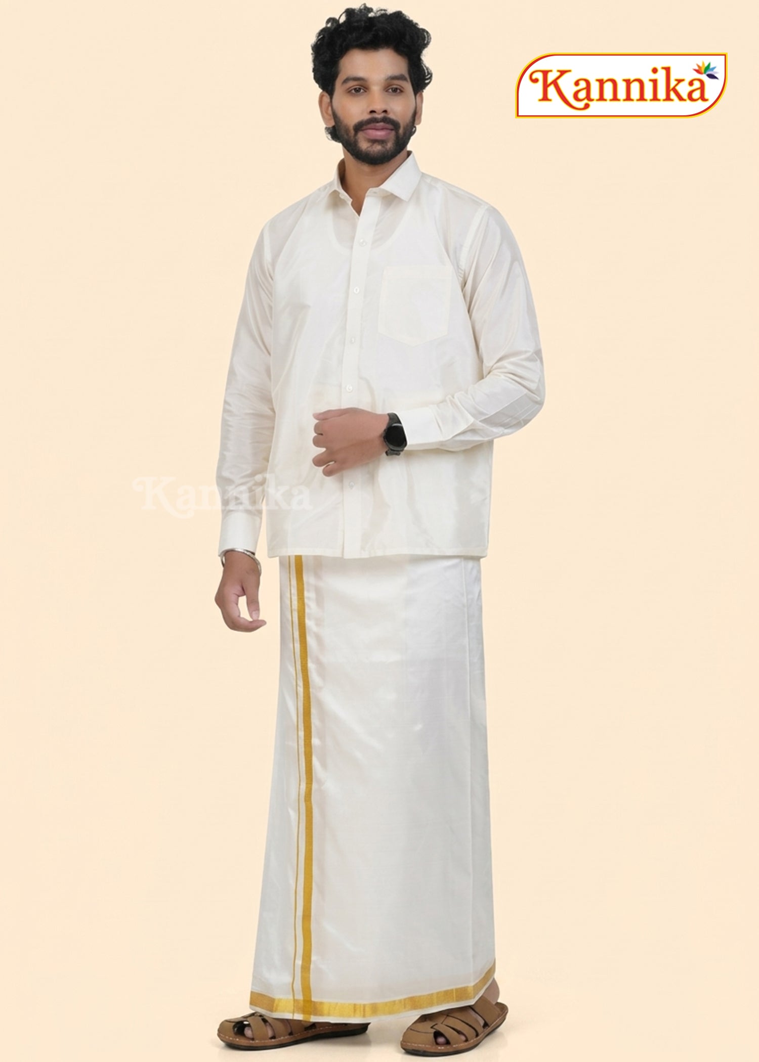 Ottiko Kattiko Dhoti | 1.5 Inch Jari Dhoti | Velcro Silk Mix Dhoti