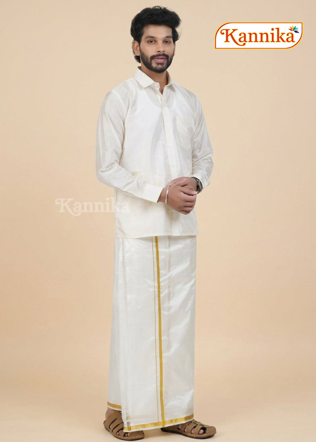Ottiko Kattiko Dhoti | Half Inch Jari Dhoti | Velcro Silk Mix Dhoti